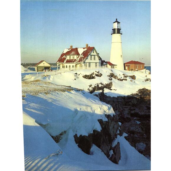 The Cape Elizabeth Light In Maine 1980s Art Print Retro Kitsch Wall Art SG8 - Picture 1 of 2